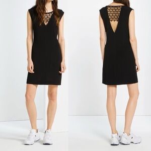 LAST CHANCE | Sandro Shift Dress with Lace Cutouts in Black